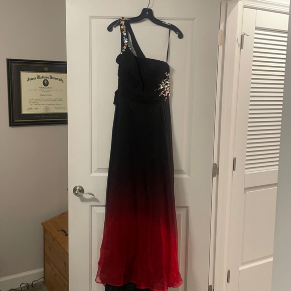 Black to red ombré prom dress